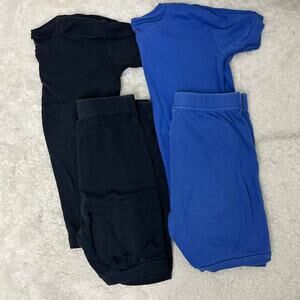 Lot of 2 Leveret Kids Short Sleeve Classic Solid Color Pajamas Black/Blue Sze 10
